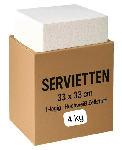 Papierservietten Servietten Weiß 1lagig 33x33 1/4 Falz 1 x 4kg